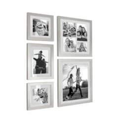 5pc Decorative Stamped Photo Frame Set Silver - Stonebriar Collection