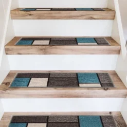 World Rug Gallery Contemporary Modern Boxes Non-Slip Stair Treads -Home Decor Shop GUEST 05e50781 0039 4b28 95c7 c59161ccc3ad