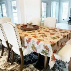 Swaying Leaves Allover Print Fall Tablecloth ~ Ivory - Elrene Home Fashions -Home Decor Shop GUEST 10eff8a8 d6df 4007 abfe 762f92bff855
