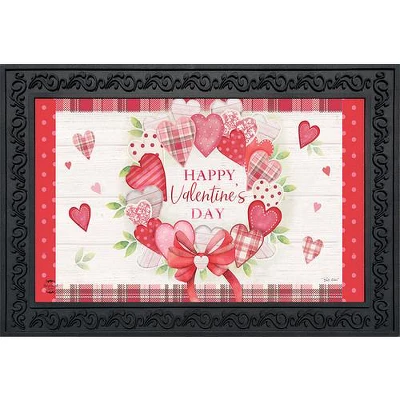 Briarwood Lane Valentine's Wreath Hearts Doormat Plaid Valentine's Day Indoor Outdoor 30" X 18" 3 Briarwood Lane Valentine's Wreath Hearts Doormat Plaid Valentine's Day Indoor Outdoor 30" X 18"