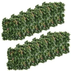 Outsunny 12 Piece Artificial Leaf Privacy Fence, 20" X 20" Faux Hedge Greenery Wall Backdrop Decoration, Garden Décor, Red Photinia Bush -Home Decor Shop GUEST 263ccdea f737 49a7 aff7 a78cee14401f
