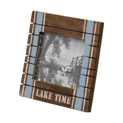 Blue Stripe 4x6 Inch "Lake Time" Wood Decorative Picture Frame - Foreside Home & Garden 2 Blue Stripe 4x6 Inch "Lake Time" Wood Decorative Picture Frame - Foreside Home & Garden