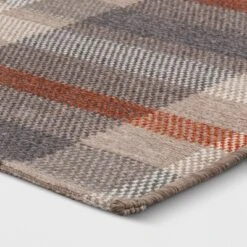 1'8"x2'10" Washable Fall Checkered Accent Rug Tan - Threshold™ -Home Decor Shop GUEST 2cff8f50 a766 4e81 a1f5 7cfe47cb5fdc