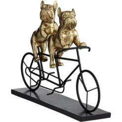 Studio 55D Bulldogs On Bicycle 15 3/4" Wide Gold Sculpture -Home Decor Shop GUEST 328759f6 3949 44ce b78e 96338aec1e17