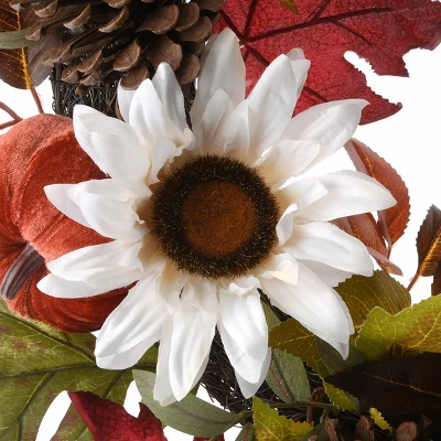 National Tree Company 32" Harvest Sunflowers And Pumpkins Wreath 4 National Tree Company 32" Harvest Sunflowers And Pumpkins Wreath - Image 2
