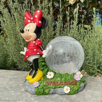 Disney 10.63" Fiberglass/Polyester Minnie Solar Garden Statue With Crackle Glass Ball 6 Disney 10.63" Fiberglass/Polyester Minnie Solar Garden Statue With Crackle Glass Ball - Image 4