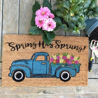 Farmhouse Living Spring Has Sprung Farm Truck Coir Doormat - 18" X 30" - Natural - Elrene Home Fashions 4 Farmhouse Living Spring Has Sprung Farm Truck Coir Doormat - 18" X 30" - Natural - Elrene Home Fashions - Image 2