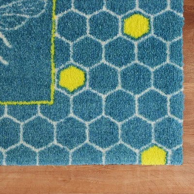 2'x3' ColorStar Bee Hex Door Mat Teal - Bungalow Flooring 5 2'x3' ColorStar Bee Hex Door Mat Teal - Bungalow Flooring - Image 3