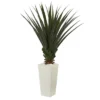 Nearly Natural 5-ft Spiky Agave Artificial Plant In White Tower Planter