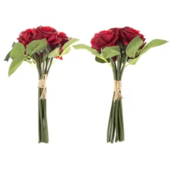 Rose Artificial Flowers - 18Pc Real Touch 11.5-Inch Fake Flower Set With Stems For Home Décor, Wedding, Or Bridal/Baby Showers By Pure Garden (Red) -Home Decor Shop GUEST 46e620be 94ee 4284 b55d 2266526ace8d