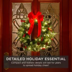 Best Choice Products Pre-Lit Battery Powered Christmas Wreath Decoration W/ PVC Tips, Ribbons -Home Decor Shop GUEST 474b04a3 c634 41a7 b49f 0c4e8a3235c8