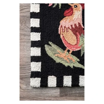 Angla Rooster Kitchen Area Rug Black - NuLOOM 4 Angla Rooster Kitchen Area Rug Black - NuLOOM - Image 2
