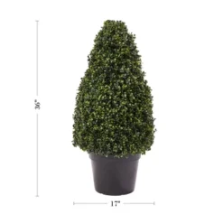 Nature Spring Tower Style Artificial Boxwood Topiary - 36", Green