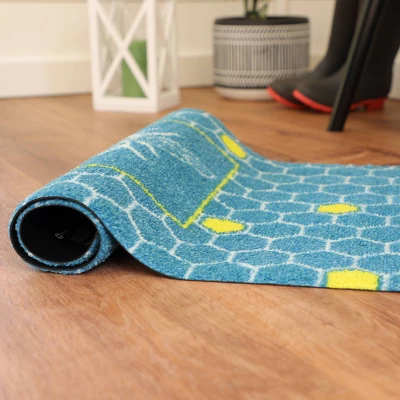 2'x3' ColorStar Bee Hex Door Mat Teal - Bungalow Flooring 6 2'x3' ColorStar Bee Hex Door Mat Teal - Bungalow Flooring - Image 4