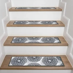 World Rug Gallery Modern Floral Circles Non-Slip Stair Treads -Home Decor Shop GUEST 4ee88efa 56b8 4b1a a783 1b5233d1e159