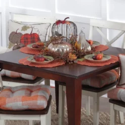 18"x18" Indoor Thanksgiving Plaid Pumpkins Applique Square Throw Pillow - Pillow Perfect -Home Decor Shop GUEST 4f2d8ab9 6429 4598 894b 7a7adaefcac8