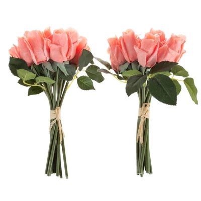 Rose Artificial Flowers - 24Pc Real Touch 11.5-Inch Fake Flower Set With Stems For Home Décor, Wedding, Or Bridal/Baby Showers By Pure Garden (Coral) 5 Rose Artificial Flowers - 24Pc Real Touch 11.5-Inch Fake Flower Set With Stems For Home Décor, Wedding, Or Bridal/Baby Showers By Pure Garden (Coral) - Image 3