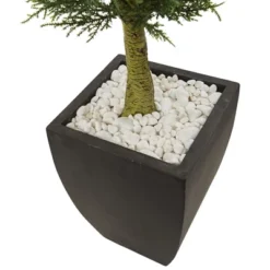 4.5' Cypress Topiary With Black Planter, UV Resistant (Indoor/Outdoor) - Nearly Natural