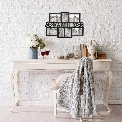 Hastings Home Family Collage Picture Frame With Text Design And 7 Openings For Three 4x6 And Four 5x7 Photos - 23.5" X 16", Black 4 Hastings Home Family Collage Picture Frame With Text Design And 7 Openings For Three 4x6 And Four 5x7 Photos - 23.5" X 16", Black - Image 2