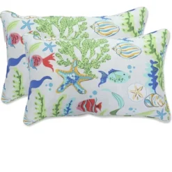 2pc Outdoor/Indoor Throw Pillows Coral Bay Blue - Pillow Perfect 12 2pc Outdoor/Indoor Throw Pillows Coral Bay Blue - Pillow Perfect -Home Decor Shop GUEST 5cb516c5 93e0 48cb 85fb 6c04b9a143d1