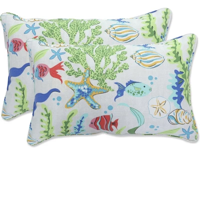 2pc Outdoor/Indoor Throw Pillows Coral Bay Blue - Pillow Perfect 6 2pc Outdoor/Indoor Throw Pillows Coral Bay Blue - Pillow Perfect - Image 4