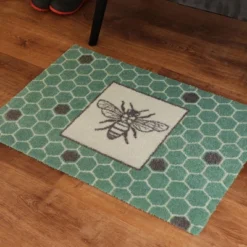 2'x3' ColorStar Bee Hex Door Mat Green - Bungalow Flooring