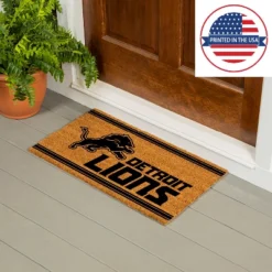 Evergreen Detroit Lions Logo Turf Mat, Brown- 28 X 16 Inches Indoor Outdoor Doormat -Home Decor Shop GUEST 5f18ac71 1d29 4a53 9898 d4a7f596551e