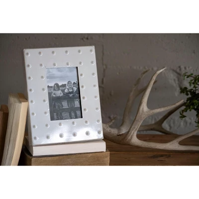 Cream Bubble Pattern 4x6 Inch Enamel Metal Decorative Picture Frame - Foreside Home & Garden 8 Cream Bubble Pattern 4x6 Inch Enamel Metal Decorative Picture Frame - Foreside Home & Garden - Image 6