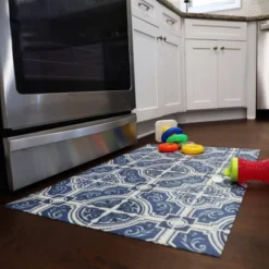 FlorArt French Quarter Low Profile Easy Clean Kitchen Mat Blue/White - Bungalow Flooring -Home Decor Shop GUEST 70291ffe a7f6 448a b0a1 d25029c834bb