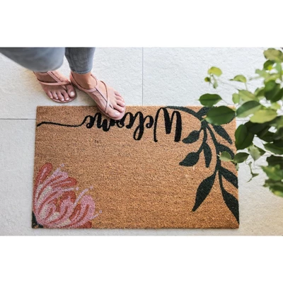 Shiraleah "Welcome" Floral Print Rectangle Doormat 4 Shiraleah "Welcome" Floral Print Rectangle Doormat - Image 2