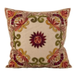 Saro Lifestyle Embroidered Floral Design Beaded Cotton Poly Filled Throw Pillow -Home Decor Shop GUEST 816bc016 7f0e 4c13 96bc 12eb878c00fe