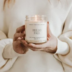 Sweet Water Decor Hello Fall 9oz Clear Jar Soy Candle