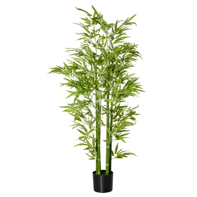HOMCOM 5FT Artificial Bamboo Tree, Faux Decorative Plant In Nursery Pot For Indoor Or Outdoor Décor 5 HOMCOM 5FT Artificial Bamboo Tree, Faux Decorative Plant In Nursery Pot For Indoor Or Outdoor Décor - Image 3