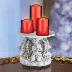 Collections Etc Hand-Painted Cherub Musical Stone-Like Pedestal