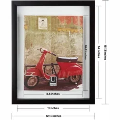 Umbra Floating Frame For Displaying Documents, Diploma, Certificate, Photo Or Artwork, 11 X 14 8-1/2 X 11, Black, 2 Count