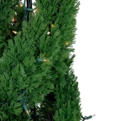 Northlight Real Touch™ Artificial Pre-Lit Cedar Double Spiral Topiary Tree, Clear Lights 4.5'