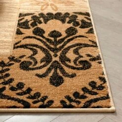 Well Woven Plain Border Damask Warms Brush Effect Soft Area Rug -Home Decor Shop GUEST 9e890cd9 7f37 4c56 8b06 8d17312b289a
