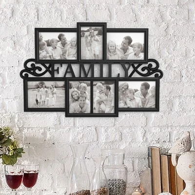 Hastings Home Family Collage Picture Frame With Text Design And 7 Openings For Three 4x6 And Four 5x7 Photos - 23.5" X 16", Black 3 Hastings Home Family Collage Picture Frame With Text Design And 7 Openings For Three 4x6 And Four 5x7 Photos - 23.5" X 16", Black