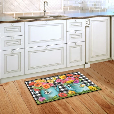 Briarwood Lane Gerber Daisy Watering Can Spring Doormat Checkered Floral Indoor Outdoor 30" X 18" 5 Briarwood Lane Gerber Daisy Watering Can Spring Doormat Checkered Floral Indoor Outdoor 30" X 18" - Image 3