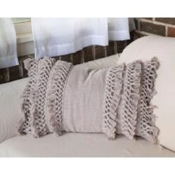 Gray Hand Woven 14x22" Decorative Cotton Throw Pillow With Hand Braided Tassels - Foreside Home & Garden -Home Decor Shop GUEST a92d5e29 02b8 4601 b68e 8c75e475e0f9