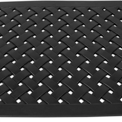 BIRDROCK HOME 24 X 36 Rubber Doormat With Basket Weave Design - Black 3 BIRDROCK HOME 24 X 36 Rubber Doormat With Basket Weave Design - Black