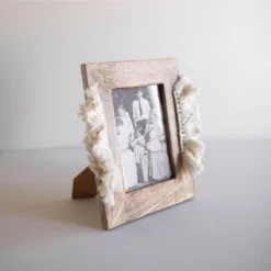 5x7 Inches White Wood, Cotton & Glass Photo Frame - Foreside Home & Garden -Home Decor Shop GUEST af9259c6 d6fe 4673 8a29 7ea83630215b