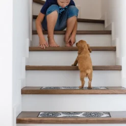 World Rug Gallery Modern Floral Circles Non-Slip Stair Treads -Home Decor Shop GUEST afa85d5c d0d5 47b5 8892 496641ee0b5f