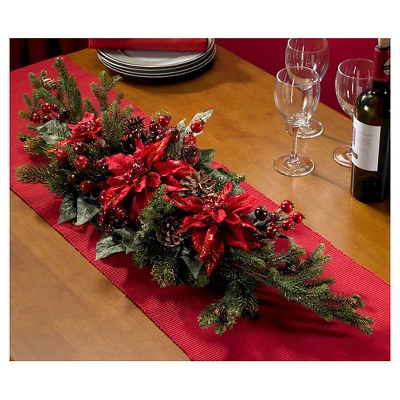 Poinsettia & Berry Centerpiece - Nearly Natural 3 Poinsettia & Berry Centerpiece - Nearly Natural