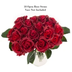 Rose Artificial Flowers - 18Pc Real Touch 11.5-Inch Fake Flower Set With Stems For Home Décor, Wedding, Or Bridal/Baby Showers By Pure Garden (Red) -Home Decor Shop GUEST b3b03a8d cb79 4b94 bf46 f5624440577e