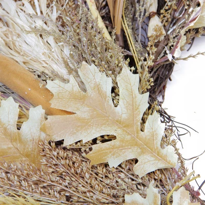 Northlight Cattail And Wheat Twig Artificial Fall Harvest Wreath, 24-Inch 5 Northlight Cattail And Wheat Twig Artificial Fall Harvest Wreath, 24-Inch - Image 3