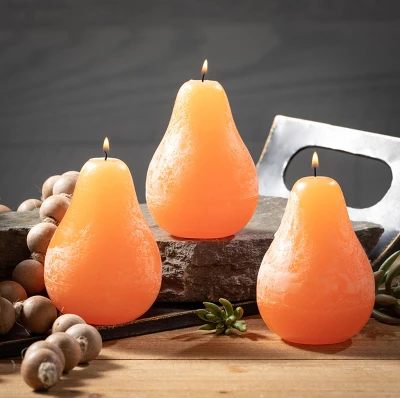 Tangerine Timber Pear Candles - Set Of 3 4 Tangerine Timber Pear Candles - Set Of 3 - Image 2