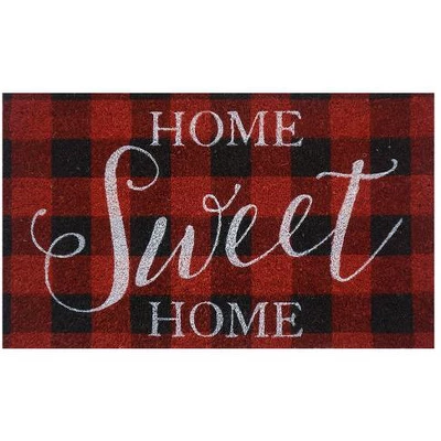 Red Checkered Home Sweet Home Natural Fiber Coir Doormat 30" X 18" Briarwood Lane 4 Red Checkered Home Sweet Home Natural Fiber Coir Doormat 30" X 18" Briarwood Lane - Image 2