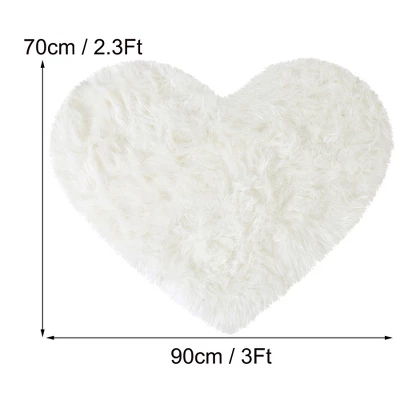 PiccoCasa Heart Shaped Soft Faux Sheepskin Plush Area Living Room Sofa Floor Mats 1 Pc 4 PiccoCasa Heart Shaped Soft Faux Sheepskin Plush Area Living Room Sofa Floor Mats 1 Pc - Image 2