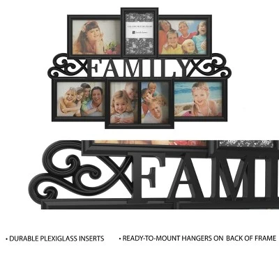 Hastings Home Family Collage Picture Frame With Text Design And 7 Openings For Three 4x6 And Four 5x7 Photos - 23.5" X 16", Black 5 Hastings Home Family Collage Picture Frame With Text Design And 7 Openings For Three 4x6 And Four 5x7 Photos - 23.5" X 16", Black - Image 3
